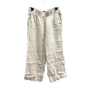 Tahari Flax Wide Leg Linen Lagenlook Cropped Pants Pull-On High Rise Size Large